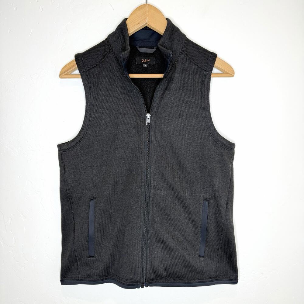 Quince Sweater Knit Fleece Full Zip Vest Womens Small Black
